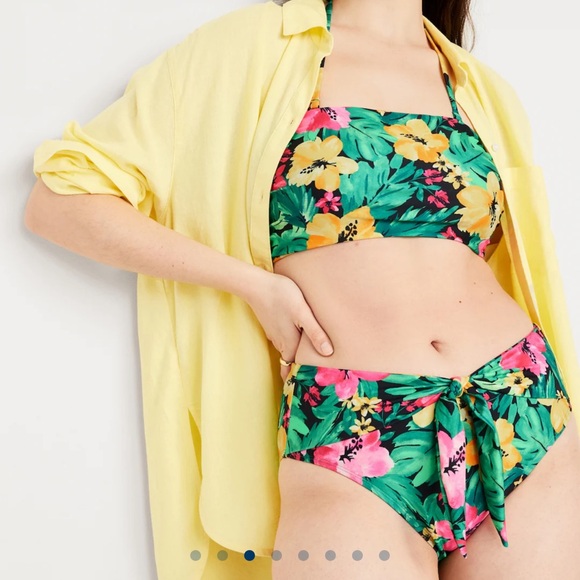 NWT OLD NAVY High-Waisted French-Cut Puckered Bikini Swim BottomsTropical Floral - Picture 4 of 9
